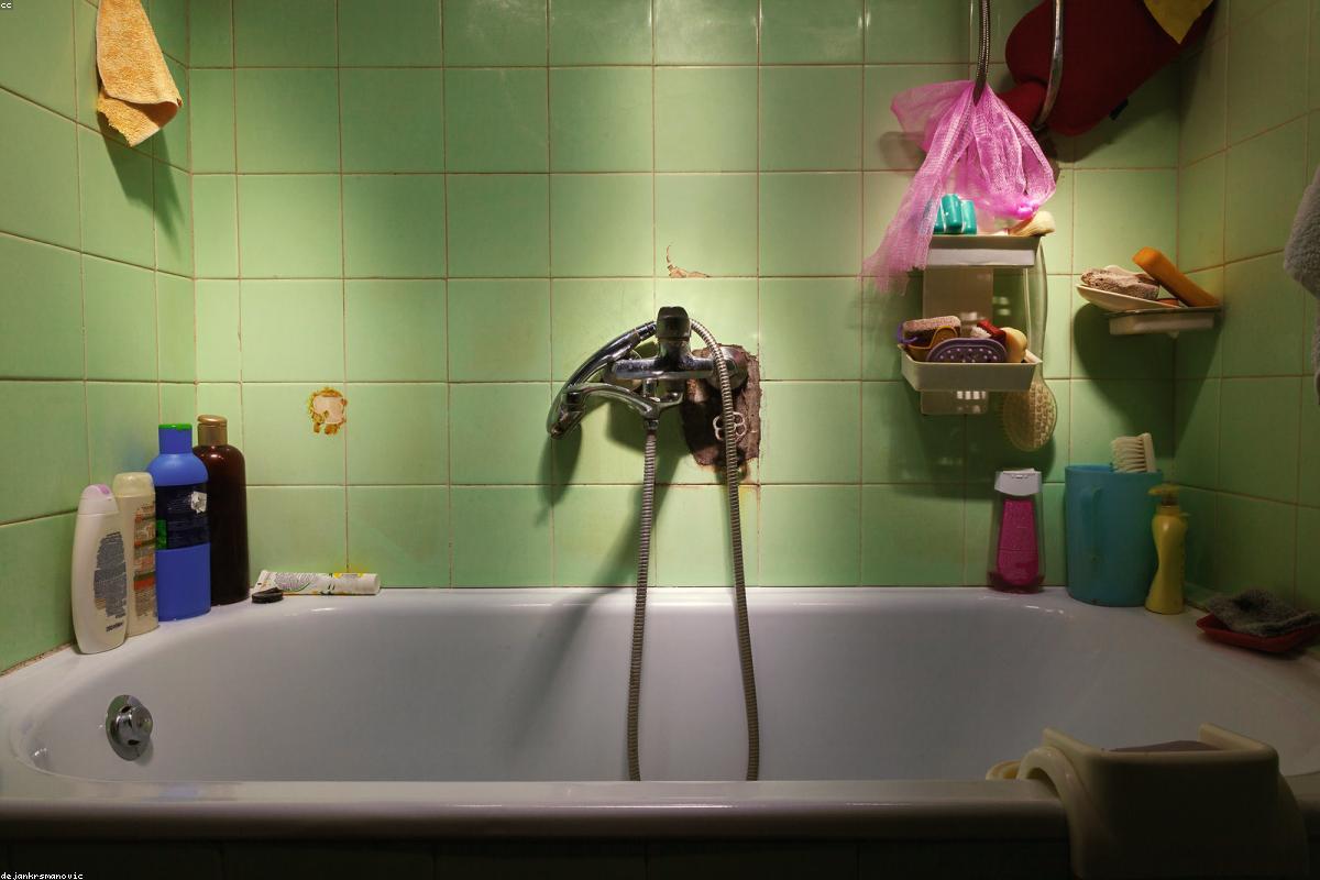 food scraps and diapers in a lived-in home setting